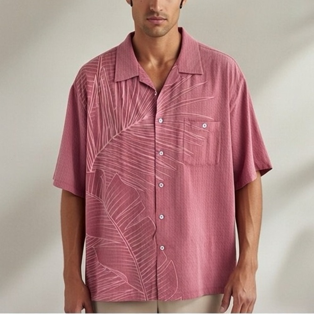 Tori Richard Men’s Silk Hawaiian Rose Button-Up Shirt Size 2XL